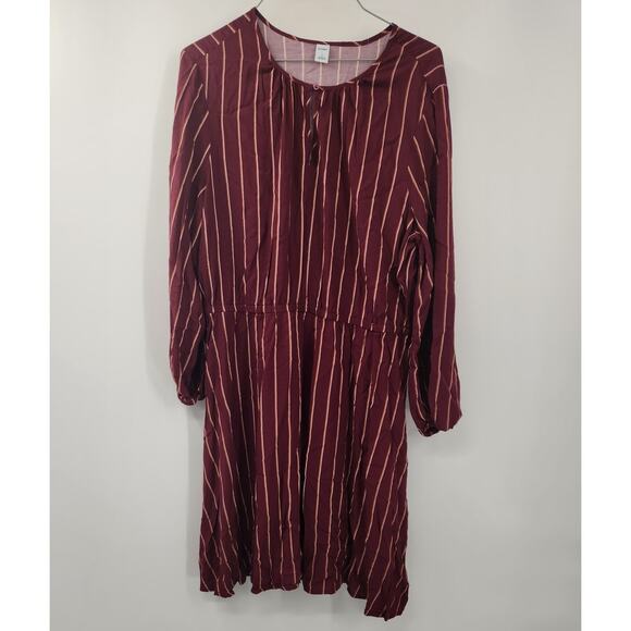 Old Navy Red Striped Long Sleeve Dress Womens Size Large L - Picture 1 of 4